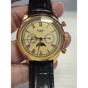 Stauer Automatic Rose Gold Model 17369 Black Croc Band Working Closed Back